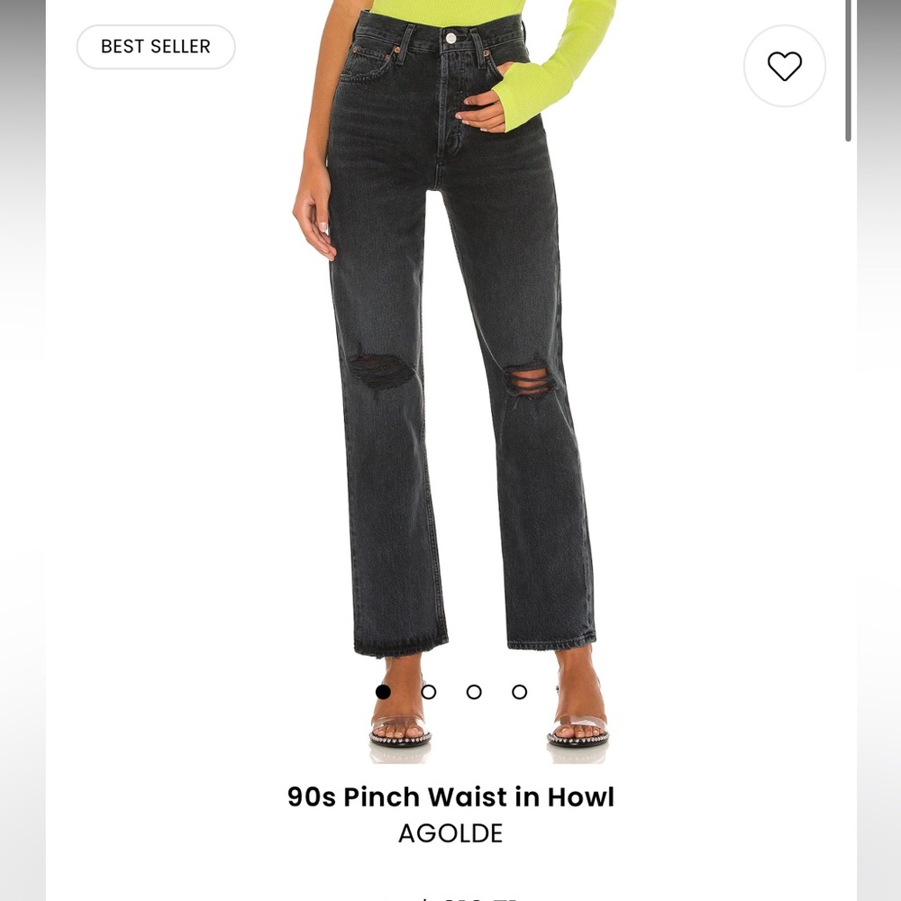 Agolde 90s Pinch Waist Jean (black with knee rips)